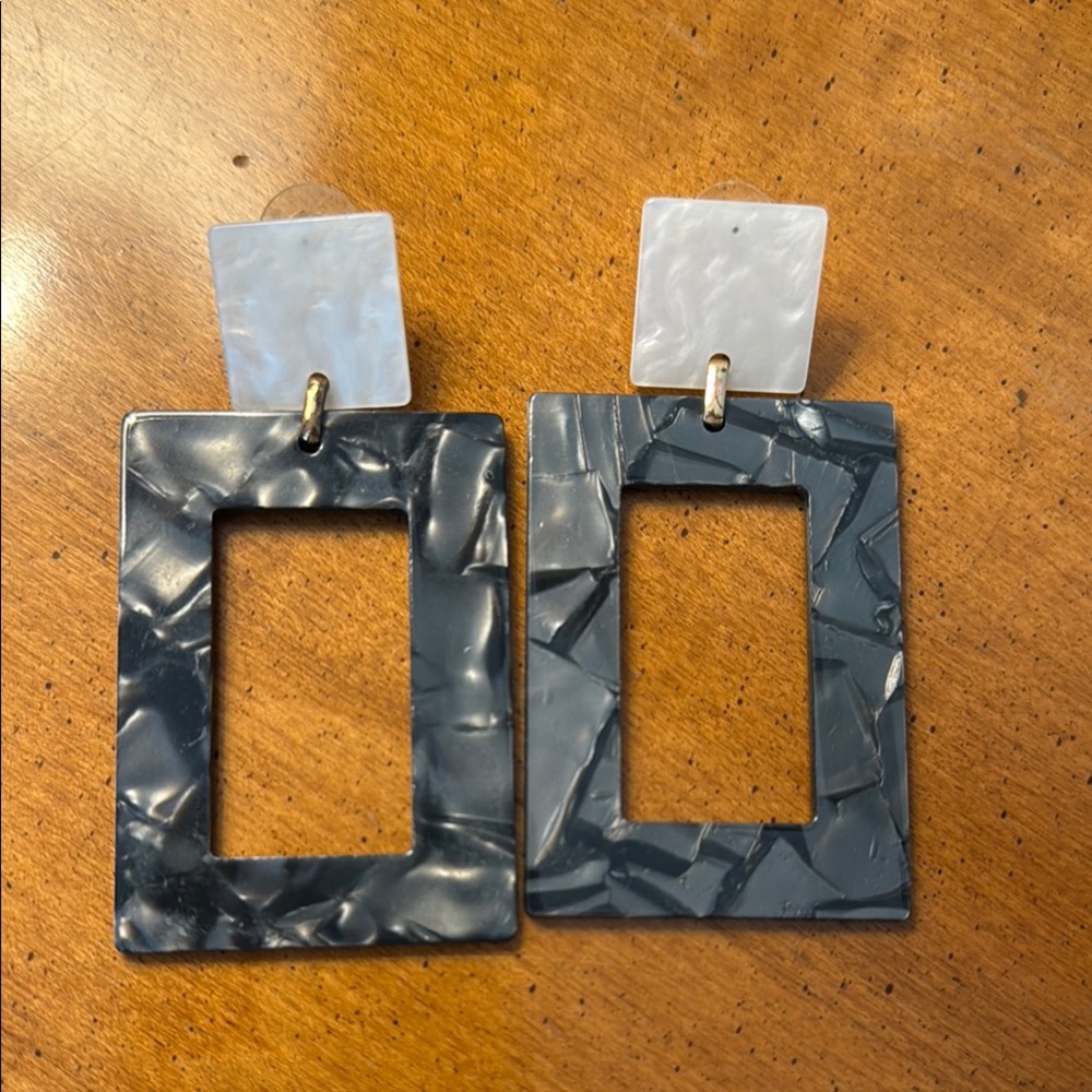 Black and White Acrylic Geometric Earrings